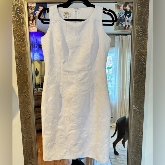 TALBOTS WHITE FLORAL JACQUARD A LINE DRESS AND JACKET - Picture 8 of 10